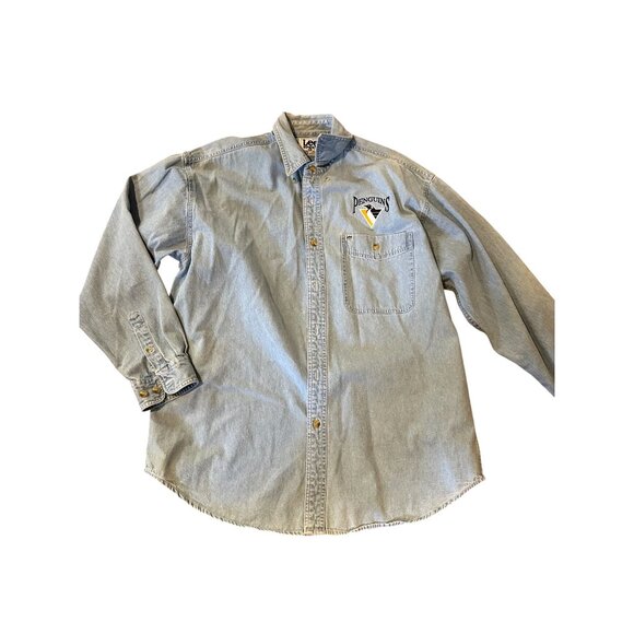 Vintage Lee Sport Chambray Denim Pittsburgh Penguins Shirt – Size Large (233) - Picture 2 of 7